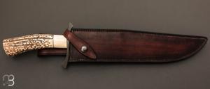 Couteau  "  Bowie " en bois de cerf et lame en 100C6 par Laurent Gaillard