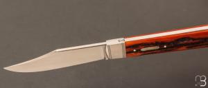    Couteau  "  Canif Sheffield " pliant fait main par Bastien Toubhans - Atelier Beau Merle - Os cerfé et RWL34