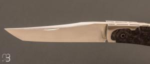 Couteau  "  Céleste " pliant artisanal de Cyril Kalisz - RWL-34 et loupe d'amboine noire stabilisée