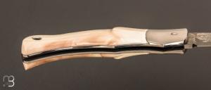 Couteau " Chantou " ivoire de phacochère et lame damas de Hank Knickmeyer  par Charly Bennica