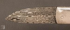 Couteau    "  Chouchou light "  custom en mammouth et damas par Clément Boucheron