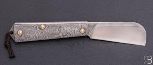   Couteau " Colonial " custom de poche par Gilles Reverdy - XC100 et plaquettes damas