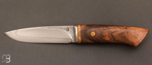  Couteau Droit forgé main par Jean Paul Sire - Noyer et lame acier C130