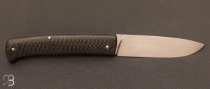 Couteau " Drop " slipjoint  custom fibre de carbone et RWL-34 par Raphaël Durand