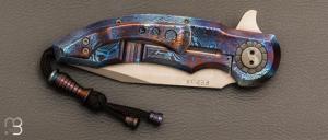   Couteau " FEROX " pliant de Gudy van Poppel - Timascus et N690