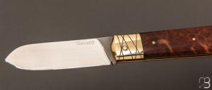    Couteau " Fatson " custom par Olivier Ouertal - Loupe de red mallée et lame en RWL-34