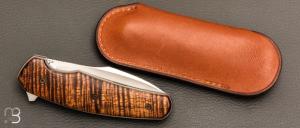  Couteau " Flipper custom  " pliant par David Lespect - Koa et lame RWL34