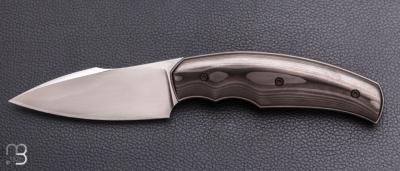    Couteau " Front Flipper custom " pliant par David Lespect - Fibre de carbone et lame RWL34