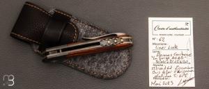 Couteau "  Front-flipper " custom par Romain Lopez - Bois de fer d'Arizona et lame damas  de "La Forge Agab"