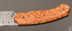   Couteau " Front flipper " par Fabrice Delbart - Forge Celtique - Bouleau de carélie et Damas W