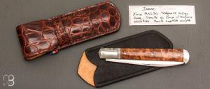   Couteau " Issoire Deluxe " pliant fait main par Bastien Toubhans - Atelier Beau Merle - Loupe d'amboine et RWL34