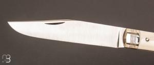 Couteau " Jacknife " custom par Mathieu Herrero - bois de cerf et lame en 14c28