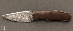    Couteau " Jinbei " custom de Gaël Chevalier - Micarta WW2 et damas