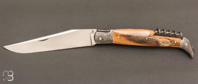 Couteau " Laguiole 12CM 3 pièces  " custom de Jérôme Bellon - Ivoire de mammouth / damas et RWL34