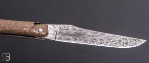   Couteau " Laguiole 12cm " custom par Rozelier Fabien- Ty Coutelier - Os de dinosaure et damas plume