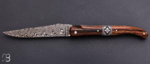       Couteau " Laguiole 12cm mitre centrale " par Laguiole en Aubrac - Bois d'aubrac et lame damas