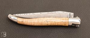 Couteau Laguiole en Aubrac Erable ondé doubles platines lame VG10 Suminagashi