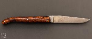 Couteau " Laguiole " par Goyon Chazeau - Loupe de bois de fer et lame damas