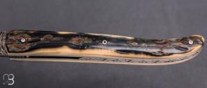    Couteau " Laguiole" par Tim Bernard - Ivoire de mammouth et damas Plume