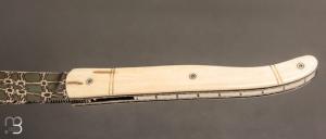    Couteau " Laguiole " par Tim Bernard - Ivoire de mammouth - Lame damas mosaïque