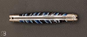 Couteau Laguiole manche molaire de mammouth et lame damas par Stéphane Rambaud