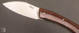   Couteau  "  Lardon  " custom par Frédéric Augé - Micarta burlap US et RWL-34