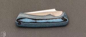 Couteau " Le 05 " par MTBlades Benjamin Thuillier - Paperstone bleu et lame en 14C28