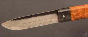  Couteau " Le Bugiste " par Frédéric Maschio - Frêne et lame VG10 Suminagashi