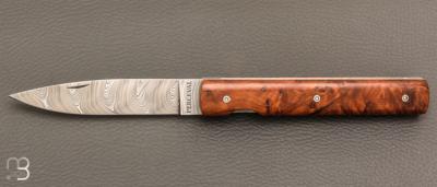  Couteau " Le Français " pliant par Perceval - lame damas et Thuya