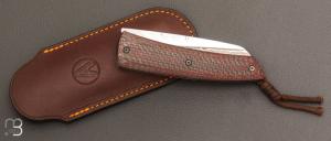   Couteau " Le Gourmet " custom par Alain André - Carbone rouge et lame damas de Philippe Ricard