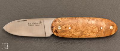 Couteau " Le Manu " par La Bonne Trempe - Loupe d'acacia et 14c28