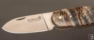   Couteau " Le Manu " par La Bonne Trempe - Loupe de peuplier et 14c28