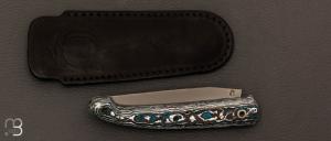  Couteau  "  Le Passager " de Pierre Thomas - Atelier Odae - Fatcarbon "Frost" et 14c28n