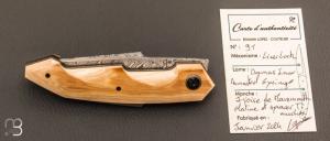 Couteau " Liner-Lock " custom par Romain Lopez - Ivoire de mammouth et lame en Damasteel®