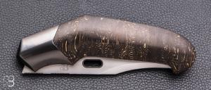    Couteau " Liner lock " custom par Romain Lopez - Fatcarbon light gold et lame en RWL34