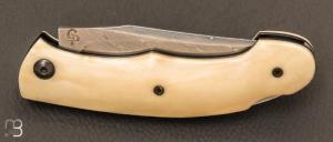 Couteau " Lock-Back " custom par Grégory Picard - damasteel et ivoire de phacochère