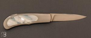   Couteau " Lock-back" en nacre blanche par Dwight Towell
