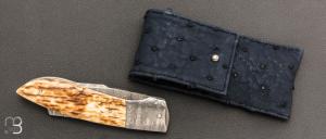   Couteau " Lock-back " par A & J Chomilier - Ivoire de mammouth et lame damas