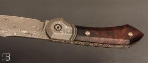    Couteau " Magna " pliant de Gudy van Poppel - Bois de fer et lame damas