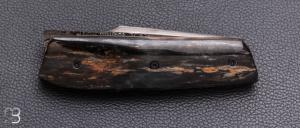   Couteau " Mastard " custom par Christophe Arbogast - Ivoire de mammouth et damas de F.Keller