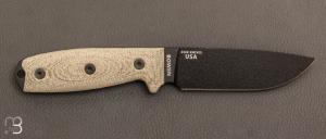 Couteau fixe " Model 4 Black Blade 3D Green Canvas Micarta " par Esee - E4PB017