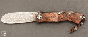 Couteau " Navaja Montañesa" par Jesus Granda - Loupe d'amboine et lame damas