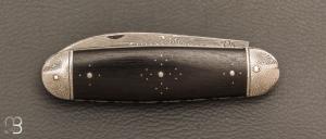    Couteau " Navette " custom par David Breniere - Ebène et damas multi barreaux