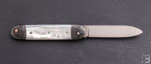   Couteau " Navette Nogentaise " de collection par Benjamin Mittay - Nacre blanche