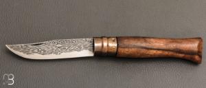  Couteau " OPI N°09 " custom par Anthony Brochier - Damas  Sandwich mosaïque et noyer