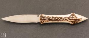 Couteau " L'Oegopsyde " fait main par Laraud Blade  - Bois de cerf et 14C28