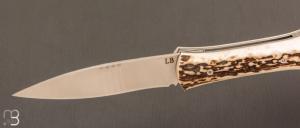 Couteau " L'Oegopsyde " fait main par Laraud Blade  - Bois de cerf et 14C28