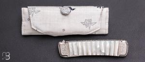   Couteau " Ototake " liner-lock custom par Koji Hara - Nacre blanche
