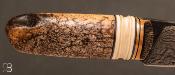 Couteau " Petit Môrse' " de Benoit Maguin - Damas 180 couches et os de morse fossile