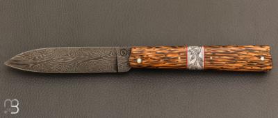    Couteau " Plume " par Vent d'Aubrac - Jérôme Lamic- Palmier et lame damas